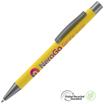 Picture of ERGO SOFT FEEL GRS RECYCLED BALL PEN - YELLOW