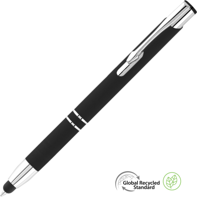 Picture of ELECTRA CLASSIC GRS RECYCLED SOFT FEEL METAL BALL PEN with Stylus - Black