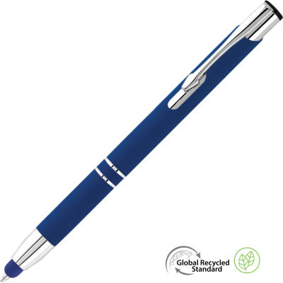 Picture of ELECTRA CLASSIC GRS RECYCLED SOFT FEEL METAL BALL PEN with Stylus - Blue