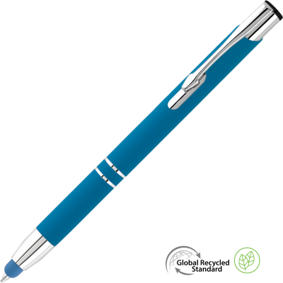 Picture of ELECTRA CLASSIC GRS RECYCLED SOFT FEEL METAL BALL PEN with Stylus - Aqua