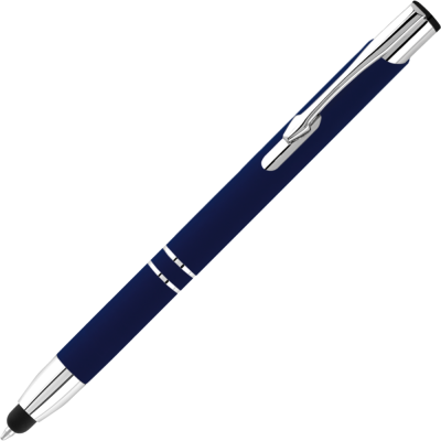 Picture of ELECTRA CLASSIC SOFT FEEL METAL BALL PEN with Stylus - Dark Blue (Blue Ink)