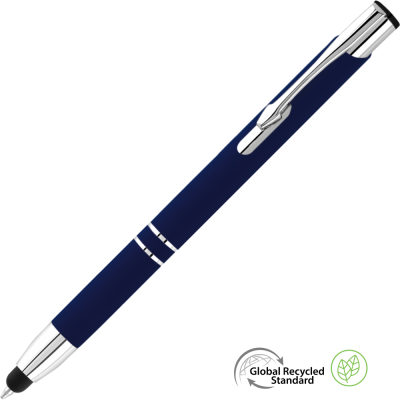 Picture of ELECTRA CLASSIC GRS RECYCLED SOFT FEEL METAL BALL PEN with Stylus - Dark Blue