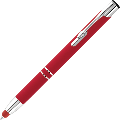 Picture of ELECTRA CLASSIC SOFT FEEL METAL BALL PEN with Stylus - Red (Blue Ink)