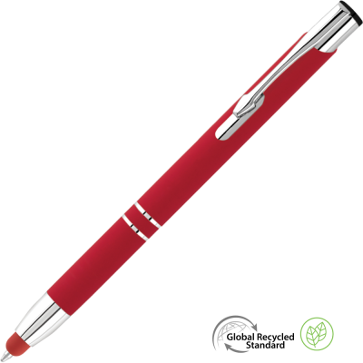 Picture of ELECTRA CLASSIC GRS RECYCLED SOFT FEEL METAL BALL PEN with Stylus - Red