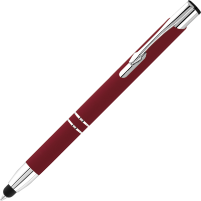 Picture of ELECTRA CLASSIC SOFT FEEL METAL BALL PEN with Stylus - Burgundy (Blue Ink)