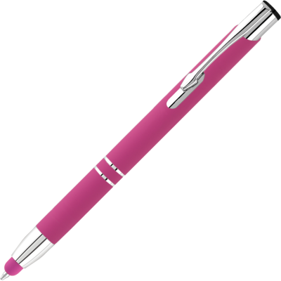 Picture of ELECTRA CLASSIC SOFT FEEL METAL BALL PEN with Stylus - Pink (Blue Ink)