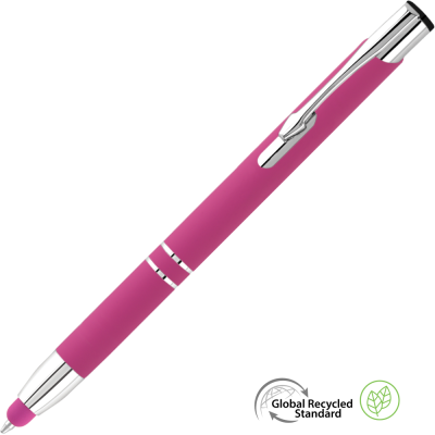 Picture of ELECTRA CLASSIC GRS RECYCLED SOFT FEEL METAL BALL PEN with Stylus - Pink