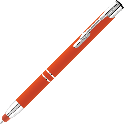 Picture of ELECTRA CLASSIC SOFT FEEL METAL BALL PEN with Stylus - Orange (Blue Ink)