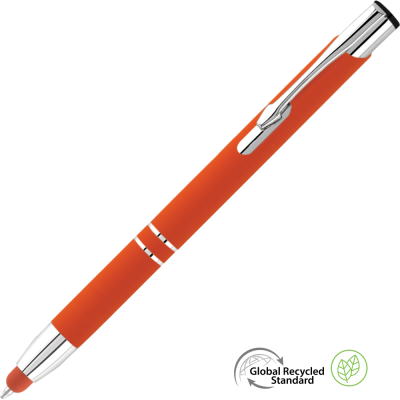 Picture of ELECTRA CLASSIC GRS RECYCLED SOFT FEEL METAL BALL PEN with Stylus - Orange