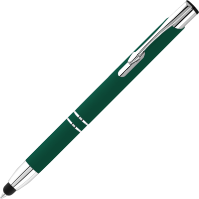 Picture of ELECTRA CLASSIC SOFT FEEL METAL BALL PEN with Stylus - Dark Green (Blue Ink)