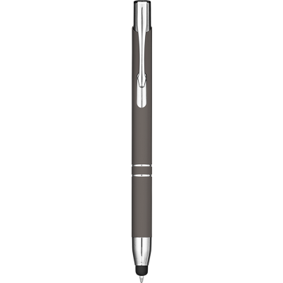 Picture of ELECTRA CLASSIC SOFT FEEL METAL BALL PEN with Stylus - Slate (Blue Ink)