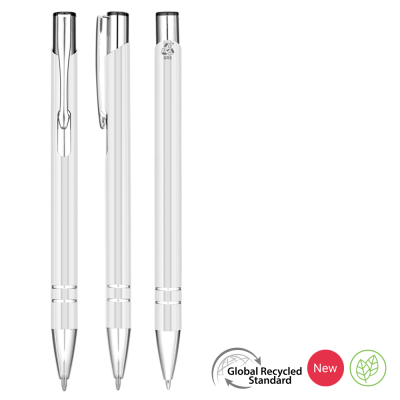 Picture of ELECTRA GRS RECYCLED METAL BALL PEN - WHITE