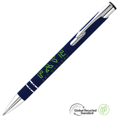 Picture of ELECTRA GRS RECYCLED SOFT FEEL METAL BALL PEN - DARK BLUE