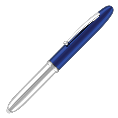 Picture of LUMI LIGHT METAL BALL PEN - BLUE - SILVER