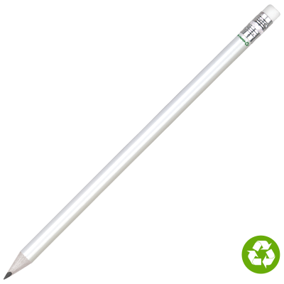 Picture of RECYCLED PAPER PENCIL with White Eraser - White