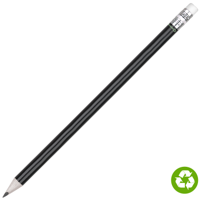 Picture of RECYCLED PAPER PENCIL with White Eraser - Black