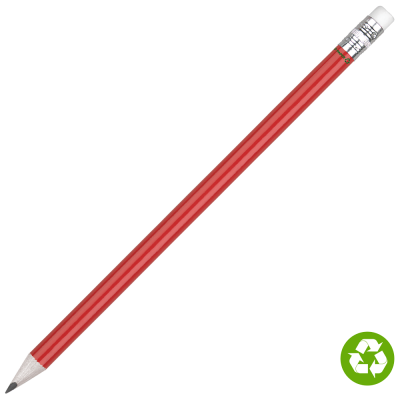 Picture of RECYCLED PAPER PENCIL with White Eraser - Red