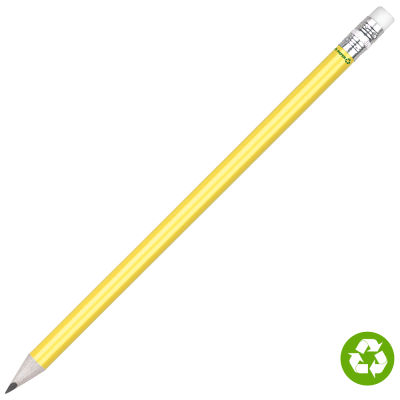 Picture of RECYCLED PAPER PENCIL with White Eraser - Yellow