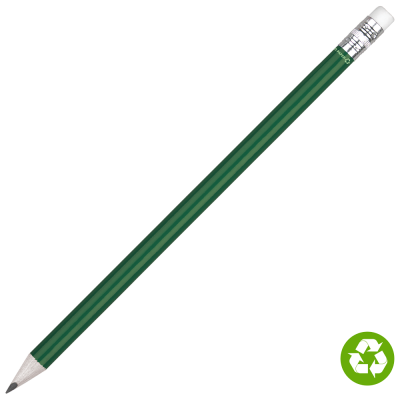 Picture of RECYCLED PAPER PENCIL with White Eraser - Green