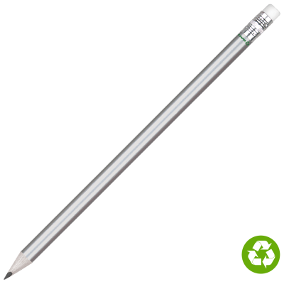 Picture of RECYCLED PAPER PENCIL with White Eraser - Silver