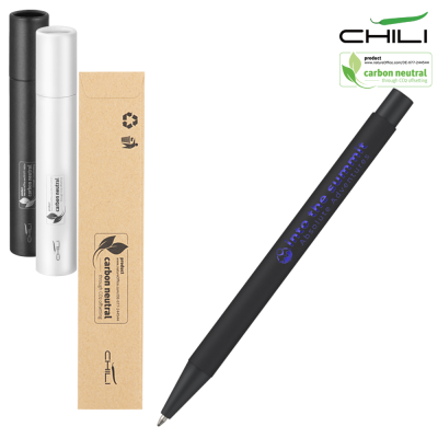 Picture of PAR NOIR SOFT FEEL RECYCLED METAL BALL PEN BY CHILI - BLACK - BLUE BASE METAL