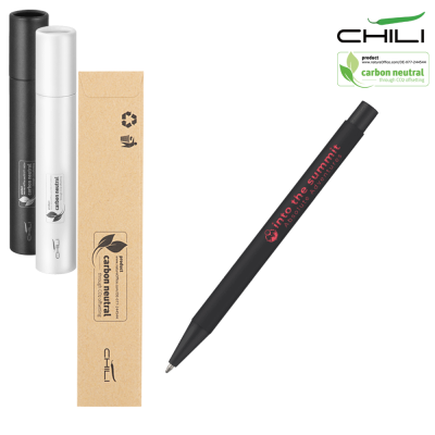 Picture of PAR NOIR SOFT FEEL RECYCLED METAL BALL PEN BY CHILI - BLACK - RED BASE METAL