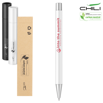 Picture of PAR METAL RECYCLED BALL PEN BY CHILI - WHITE - RED SILVER CHROME BASE METAL