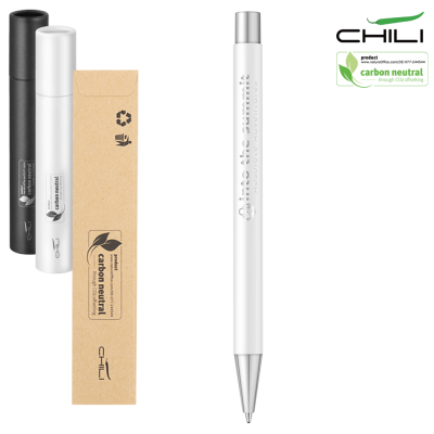 Picture of PAR METAL RECYCLED BALL PEN BY CHILI - WHITE - SILVER CHROME BASE METAL