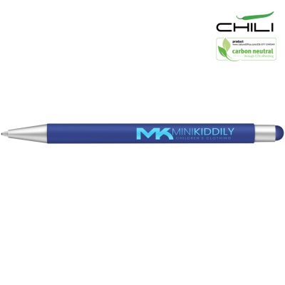 Picture of RECYCLED PAR-I SOFT FEEL STYLUS BALL PEN BY CHILI - BLUE - SILVER