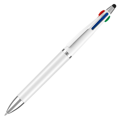 Picture of QUAD 4 in 1 Ball Pen with Stylus - White