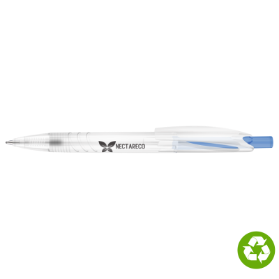 Picture of RE-PET RECYCLED PLASTIC BALL PEN - CLEAR TRANSPARENT BLUE