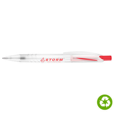 Picture of RE-PET RECYCLED PLASTIC BALL PEN - CLEAR TRANSPARENT RED