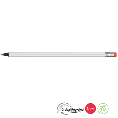 Picture of SUPERSAVER GRS RECYCLED PENCIL - WHITE - BLACK with Eraser