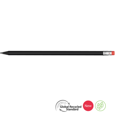 Picture of SUPERSAVER GRS RECYCLED PENCIL - BLACK - BLACK with Eraser