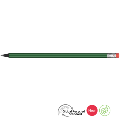 SUPERSAVER GRS RECYCLED PENCIL - GREEN - BLACK with Eraser.