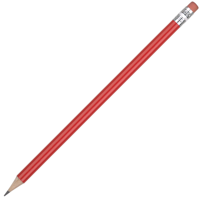 Picture of STANDARD WOOD PENCIL with Pink Eraser - Red