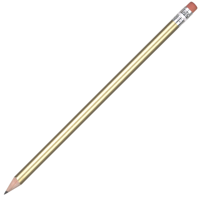 Picture of STANDARD WOOD PENCIL with Pink Eraser - Gold