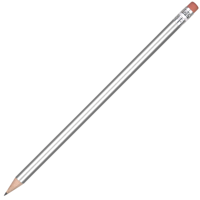 Picture of STANDARD WOOD PENCIL with Pink Eraser - Silver