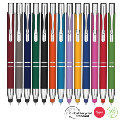 Picture of ELECTRA CLASSIC GRS RECYCLED SOFT FEEL METAL BALL PEN with Stylus.