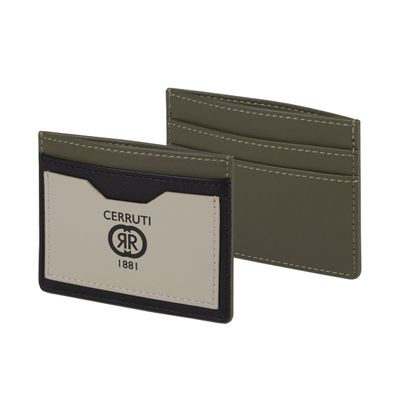 CERRUTI 1881 CARD HOLDER BRICK BEIGE KHAKI BLACK 1Vision Print