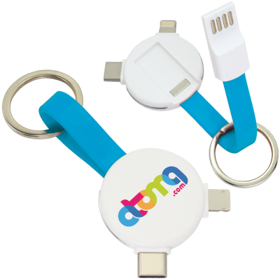 Picture of MAGNETIC ROUND USB CABLE KEYRING - 3-IN-1.