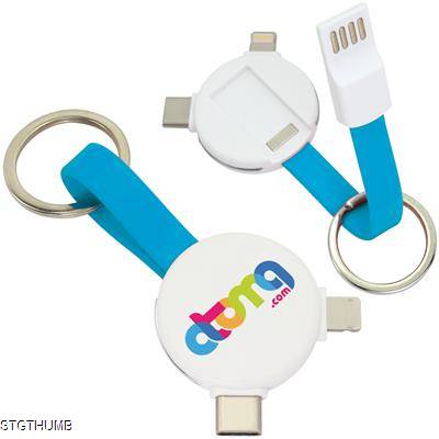 Picture of MAGNETIC ROUND USB CABLE KEYRING - 3-IN-1.
