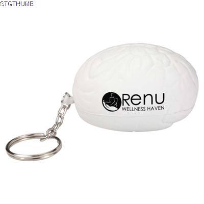 Picture of STRESS BRAIN KEYRING in White.