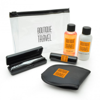 Picture of BLACK TRAVEL SET in a PVC Zippered Bag