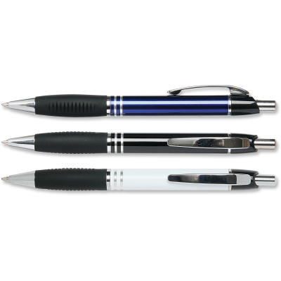 Picture of MAESTRO PUSH BUTTON ACTION METAL BALL PEN with Rubber Grip.