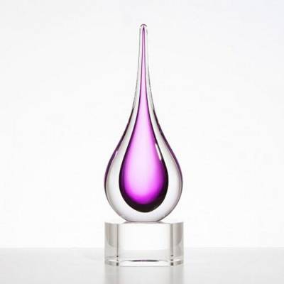 Picture of HANDMADE AMETHYST TEAR DROP AWARD ON BASE