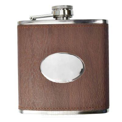 Picture of HIP FLASK OVAL DARK WOOD EFFECT 60Z.