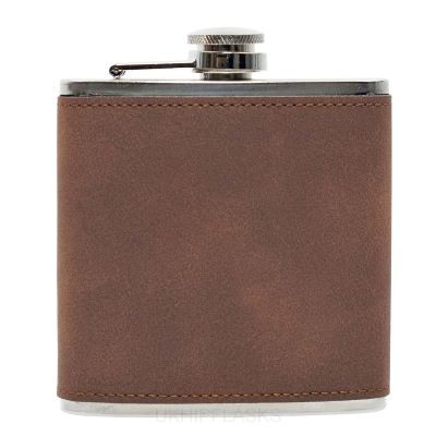 Picture of BROWN 6OZ PU LEATHER HIP FLASK TWO TONE