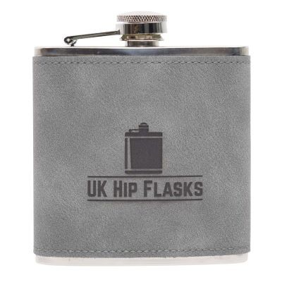 Picture of GREY 6OZ PU LEATHER HIP FLASK TWO TONE.