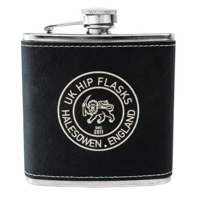 Picture of BLACK 6OZ PU LEATHER HIP FLASK TWO TONE.